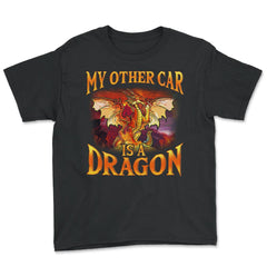 My Other Car is a Dragon Hilarious Art For Fantasy Fans print Youth - Black