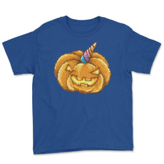 Jack O Unicorn Pumpkin Halloween T Shirt Gifts Youth Tee - Royal Blue