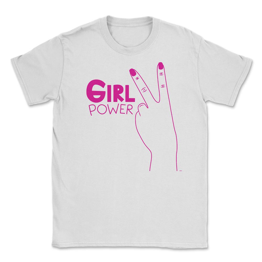 Girl Power Peace Sign T-Shirt Feminism Shirt Top Tee Gift Unisex - White