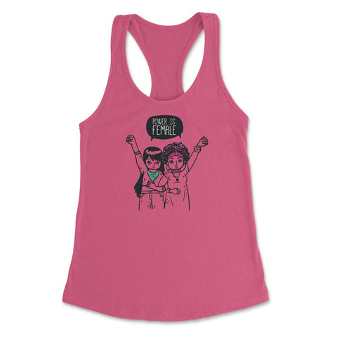Power is Female Girls T-Shirt Feminism Shirt Top Tee Gift Women's - Hot Pink