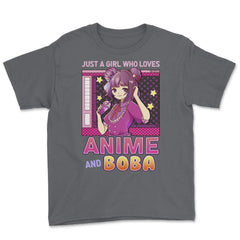 Just A Girl Who Loves Anime And Boba Gift Bubble Tea Gift graphic - Smoke Grey