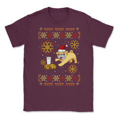 Pug Ugly Christmas Sweater Funny Humor Unisex T-Shirt - Maroon