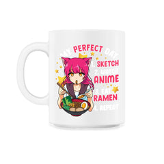 My Perfect Day Sketch Watch Anime Eat Ramen Repeat design - 11oz Mug - White