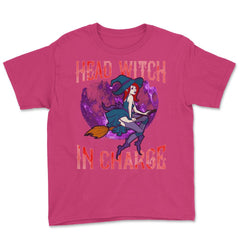 Head Witch in Charge Halloween Cute Funny Youth Tee - Heliconia