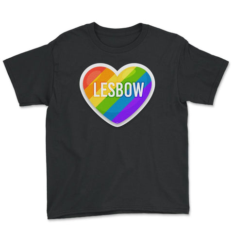 Lesbow Rainbow Heart Gay Pride product design Tee Gift Youth Tee - Black