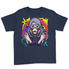 Anime Spray Paint Graffiti Artist With Mask Tagger design Youth Tee - Navy