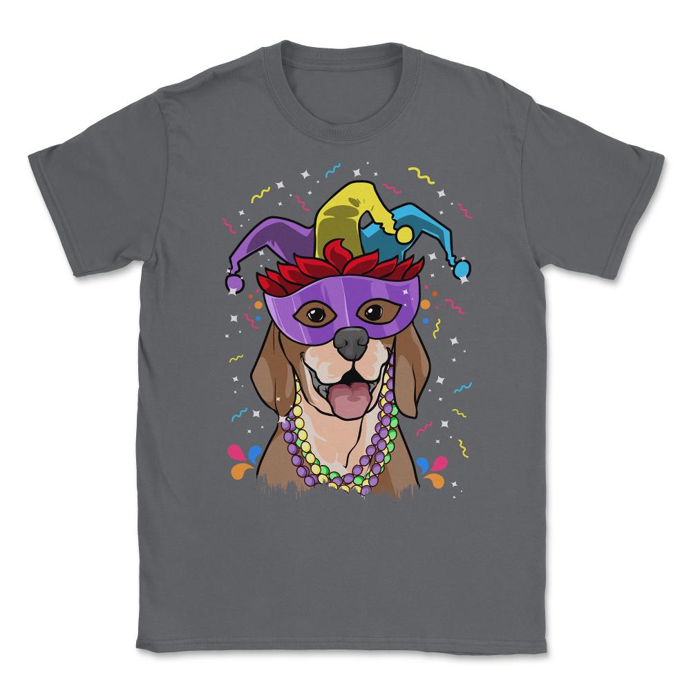 Mardi Gras Beagle with Jester hat & masquerade mask Funny product - Smoke Grey
