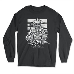 Pi-rates 4 ever Epic Skeleton Pirate Grunge Style Math graphic - Long Sleeve T-Shirt - Black
