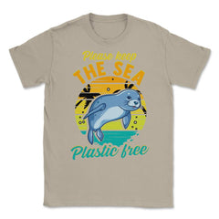 Keep the Sea Plastic Free Seal for Earth Day Gift print Unisex T-Shirt - Cream