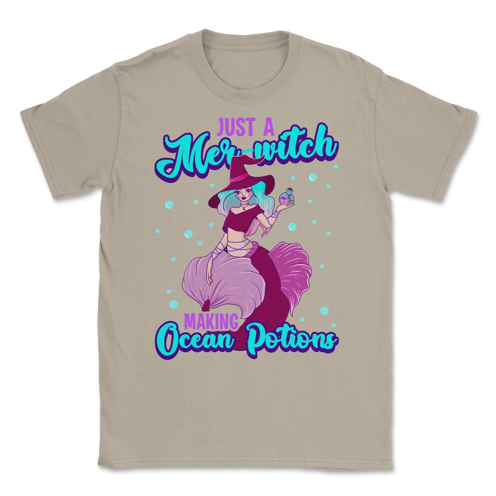Mer-witch Halloween Witch Mermaid with Sea Potion Unisex T-Shirt - Cream