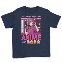 Just A Girl Who Loves Anime And Boba Gift Bubble Tea Gift graphic - Navy