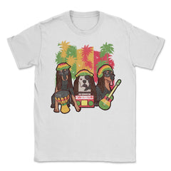 Reggae Music Dogs with Instruments and Rasta Hats Design graphic - White