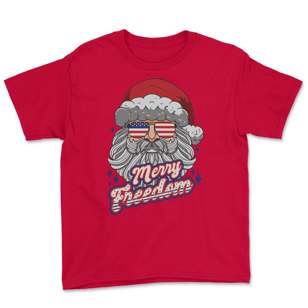 Merry Freedom Patriotic American Santa Claus Funny product Youth Tee - Red