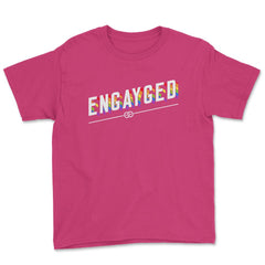 Engayged Rainbow Flag Gay Pride Engaged Design product Youth Tee - Heliconia