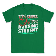 70% Stress 30% Nursing Student T-Shirt Nursing Shirt Gift Unisex - Green