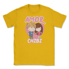 Amor Chibi Anime Couple Humor Unisex T-Shirt - Gold
