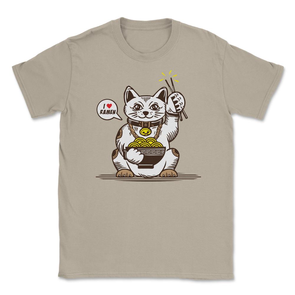 Ramen Lover Cat Funny Gift print Unisex T-Shirt - Cream