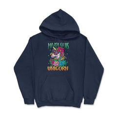 Mardi Gras Unicorn with Masquerade Mask Funny product Hoodie - Navy