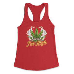 Funny Marijuana I'm High Cannabis Weed Pot Vintage Grunge print - Red