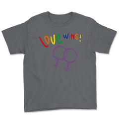 Love wins! Women t-shirt Gay Pride Month Shirt Tee Gift Youth Tee - Smoke Grey