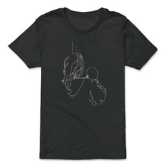 Outline Mom with baby Motherhood Theme for Line Art Lovers product - Premium Youth Tee - Black