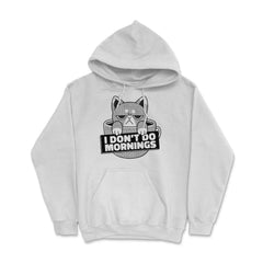 I Don’t Do Mornings Funny Crabby Cat In Coffee Cup Meme graphic Hoodie - White
