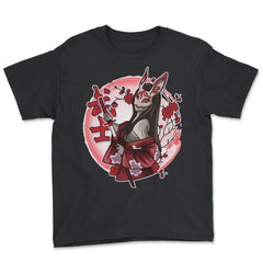 Kitsune Mask Japanese Anime Women Samurai Bunny Mask graphic Youth Tee - Black