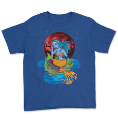 Zombie Mermaid Funny Halloween Trick or Treat Gift Youth Tee - Royal Blue
