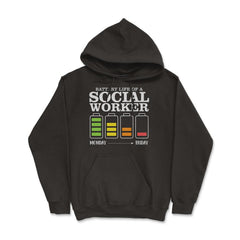 Funny Tired Social Worker Battery Life Of A Social Worker design - Hoodie - Black