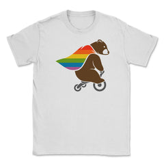 Rainbow Flag Bear Hero Gay Pride print Unisex T-Shirt - White