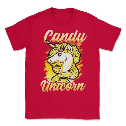 Candy Corn Unicorn Halloween Funny Candy Unicorn Unisex T-Shirt - Red