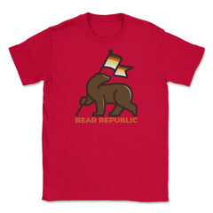 Bear Republic Brotherhood Flag Bear Gay Pride print Unisex T-Shirt - Red