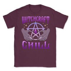 Witchcraft and Chill Occult Pentagram Halloween Unisex T-Shirt - Maroon