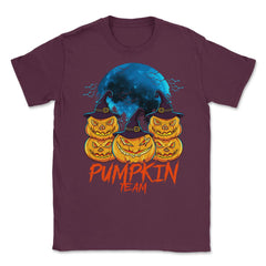 Pumpkin Team Spooky Jack O-Lantern Halloween Unisex T-Shirt - Maroon