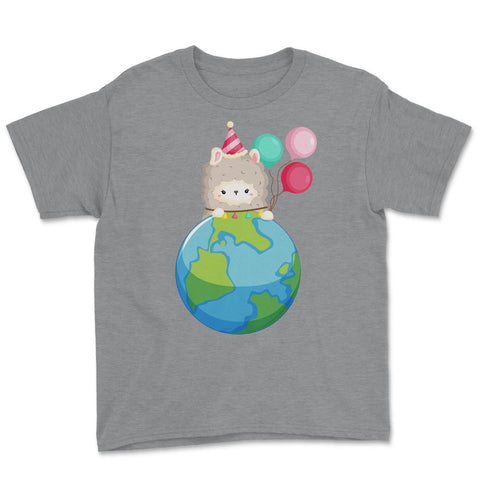Happy Earth Day Llama Funny Cute Gift for Earth Day product Youth Tee - Grey Heather