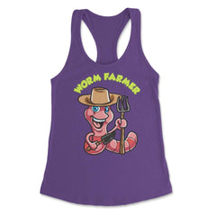 Worm Farmer Funny Character Composting & Farming Gift design Women's - Purple