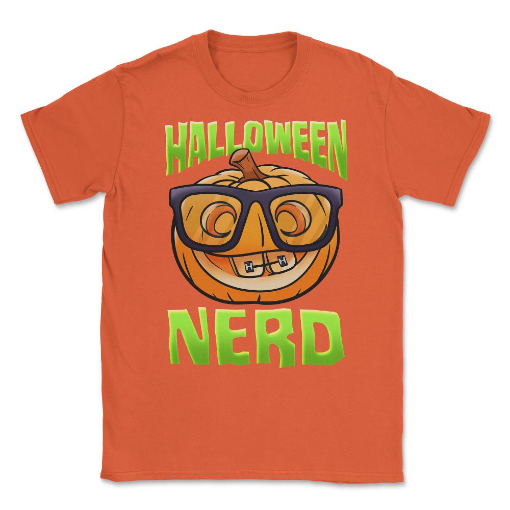 Halloween Nerd Funny Jack O-Lantern with Eyeglasse Unisex T-Shirt - Orange
