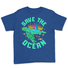 Save the Ocean Turtle Gift for Earth Day product Youth Tee - Royal Blue