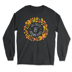 Fall Breeze and Autumn Leaves Wreath Design design - Long Sleeve T-Shirt - Black