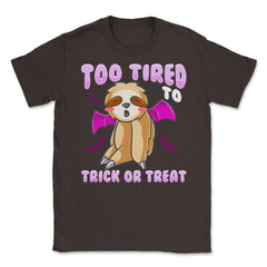 Trick or Treat Sloth Cute Halloween Funny Unisex T-Shirt - Brown
