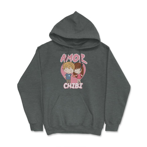 Amor Chibi Anime Couple Humor Hoodie - Dark Grey Heather