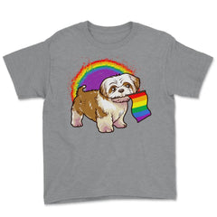 Funny Shih Tzu Dog Rainbow Pride design Youth Tee - Grey Heather