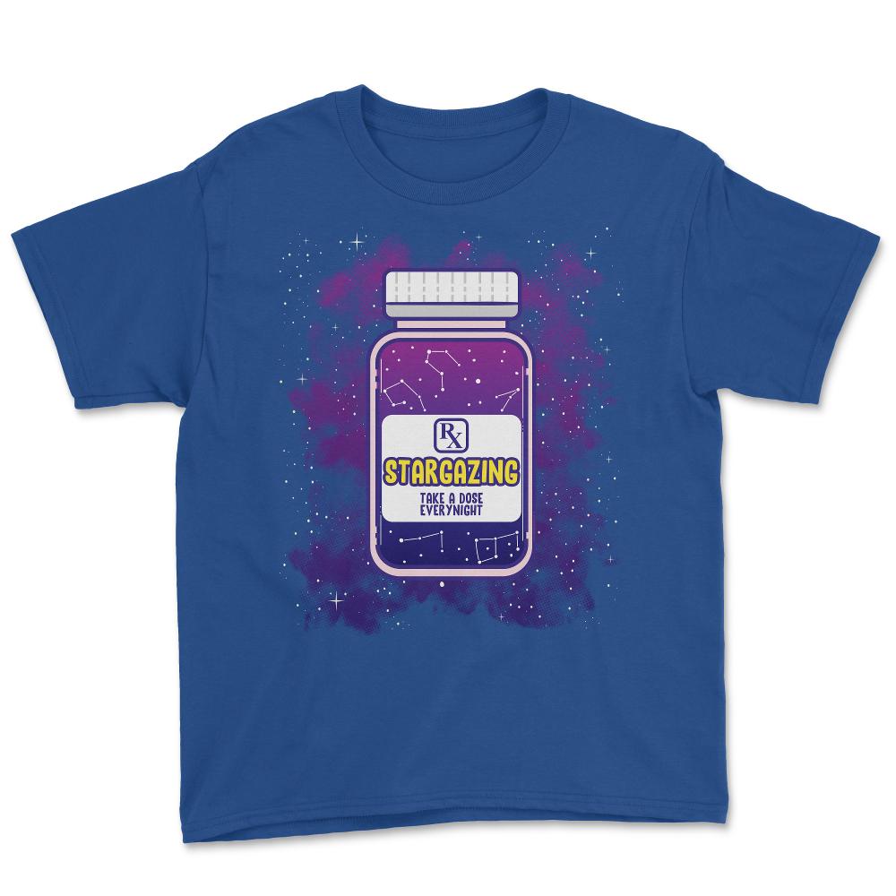 Stargazing Pill Bottle Aesthetic Pill Theme Design graphic Youth Tee - Royal Blue