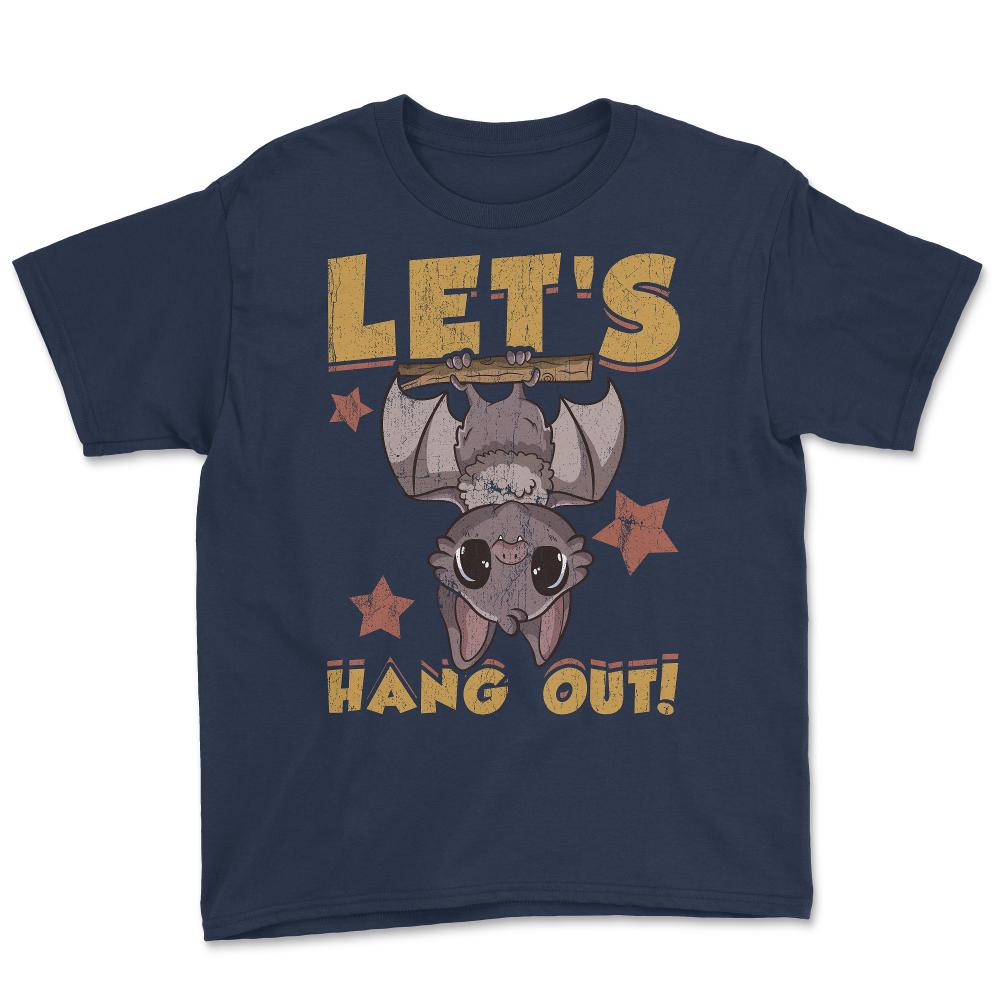 Let’s Hang Out! Cute Kawaii Bat Halloween Grunge Design design Youth - Navy