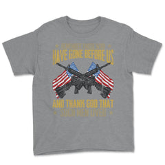 Remember Those Who Have Gone Before Us Memorial Day US Flag graphic - Grey Heather