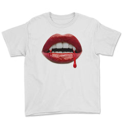 Vampire Bloody fang Sexy Lips Halloween costume graphic Tee Youth Tee - White