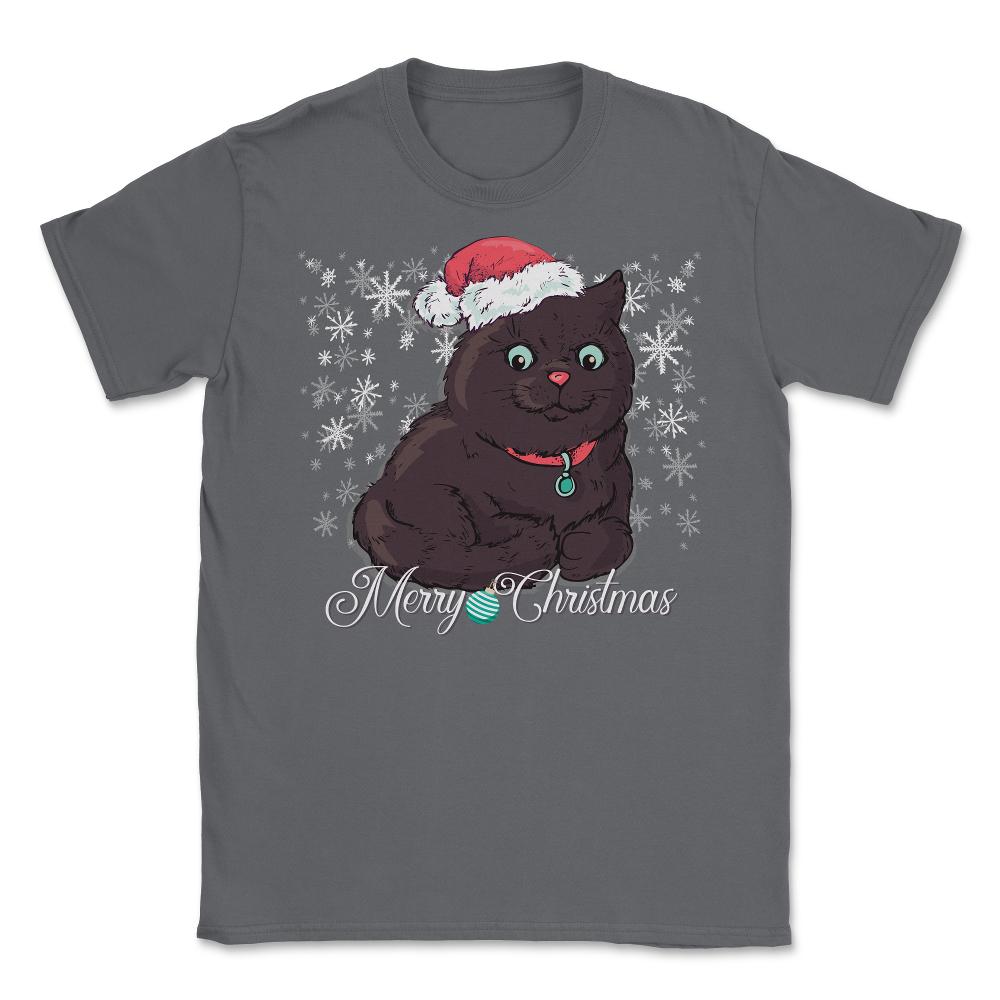 Merry Christmas Cat Funny Humor T-Shirt Tee Gift Unisex T-Shirt - Smoke Grey
