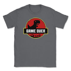 Game Over Back to Retro Dinosaur Shirt Gift T-Shirt Unisex T-Shirt - Smoke Grey