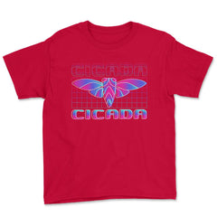 Retro Vintage Vaporwave Cicada Glitch Design product Youth Tee - Red