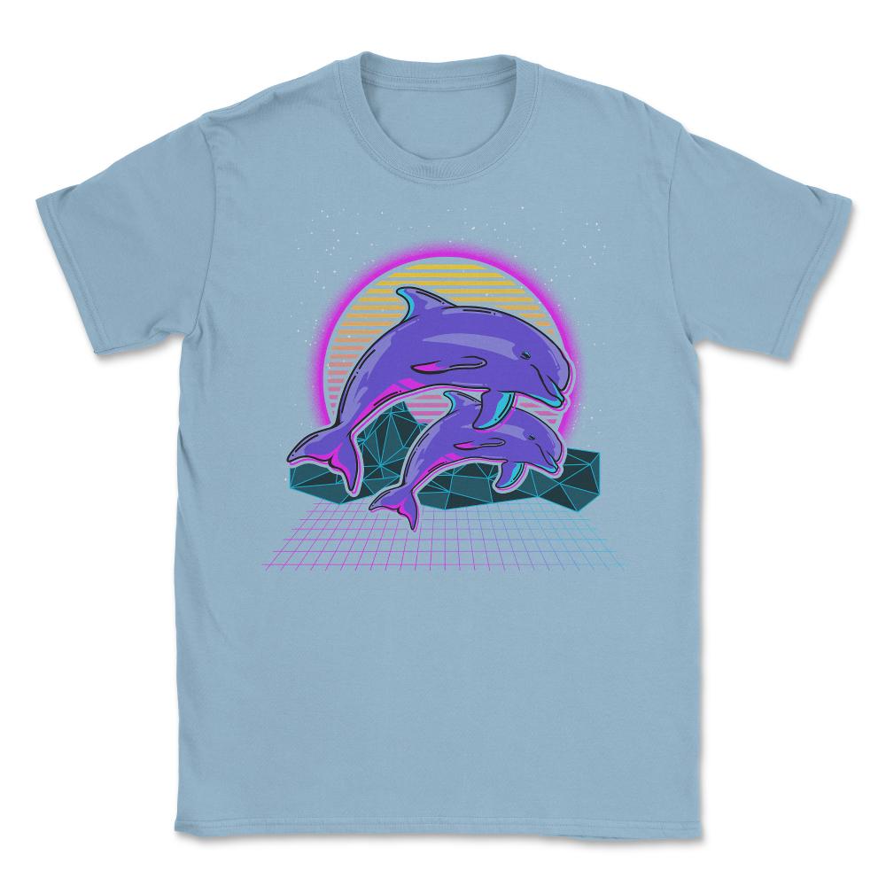 Dolphins Vaporwave Style Art Aesthetic 80’s & 90’s design Unisex - Light Blue